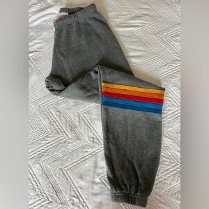 Aviator Nation Rainbow Stripe Sweatpants – Gray Joggers